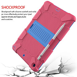 Wewoo Housse Étui Coque Pour iPad 10.2 de protection en silicone bicolore antichoc avec support et fente stylo rose vif + bleu pas cher