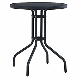 Maison Chic Table de jardin | Table d'extérieur Noir 60 cm Acier et verre -GKD39754