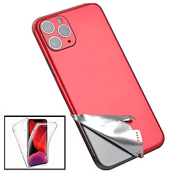 PHONECARE Kit Film arrière Full-Edged SurfaceStickers + Coque 3x1 360° Anti Choc pour iPhone 12 - rouge