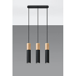 Luminaire Center Suspension Pablo Bois,acier Noir,bois naturel 3 ampoules 90cm