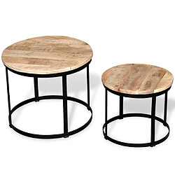 Avis vidaXL Table basse 2 pcs Bois de manguier brut Rond 40/50 cm