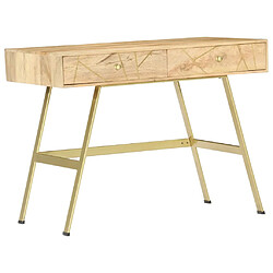 Helloshop26 Bureau table poste de travail meuble d'ordinateur informatique étude avec tiroirs 100 x 55 x 75 cm bois solide de manguier brun 02_0023461