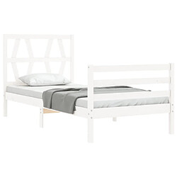 Acheter Maison Chic Cadre/structure de lit avec tête de lit pour adulte - Lit Moderne Chambre blanc simple bois massif -MN83407