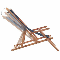 Maison Chic Chaise pliable de plage pour relaxTissu et cadre en bois Bleu -GKD35340 pas cher