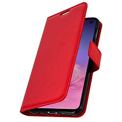 Avizar Housse Samsung Galaxy S10e Étui Folio Portefeuille Fonction Support Vidéo rouge