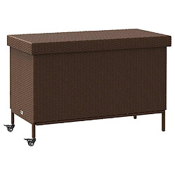 vidaXL Boîte de rangement de jardin et roues marron résine tressée