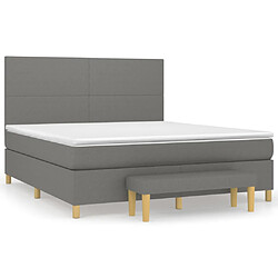 vidaXL Sommier à lattes de lit avec matelas Gris foncé 160x200cm Tissu