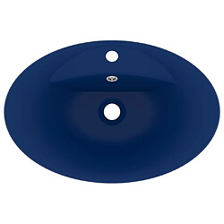 Avis vidaXL Lavabo ovale à trop-plein Bleu foncé mat 58,5x39 cm Céramique