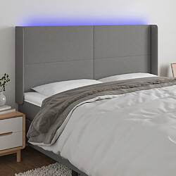 Maison Chic Tête de lit scandinave à LED,meuble de chambre Gris foncé 183x16x118/128 cm Tissu -MN33560