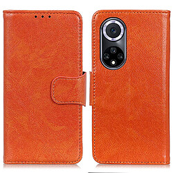 Etui en PU texture nappa, antichoc orange pour votre Honor 50