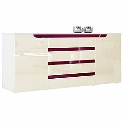 Mpc Buffet Bas Blanc Mat Et Crème Laqué (lxhxp) : 166 X 72 X 35