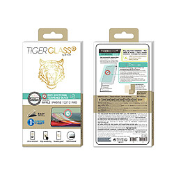 Tiger Protection d'écran pour Apple iPhone 12 / 12 Pro Antibactérienne Noir transparent