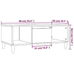 vidaXL Table basse Gris béton 90x50x36,5 cm Bois d'ingénierie pas cher