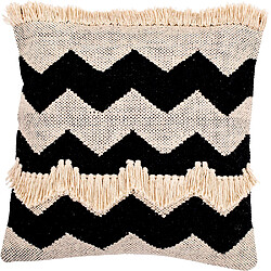 ICONIK INTERIOR Coussin de style boho Bali - Housse et Rembourrage inclus - Glinda Blanc / Noir