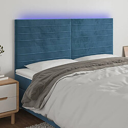 vidaXL Tête de lit à LED Bleu foncé 180x5x118/128 cm Velours