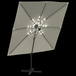 Helloshop26 Parasol meuble de jardin cantilever à led 400 x 300 cm blanc sable 02_0008166