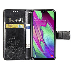 Acheter Wewoo Housse Coque Étui en cuir à Motif fleurs pressées Lucky Clover pour Galaxy A40avec porte-cartes et & Portefeuille et dragonne Noir