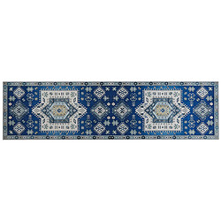 Beliani Tapis bleu et beige 80 x 300 cm PARVAKADLI