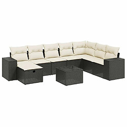 Avis Maison Chic Ensemble Tables et chaises d'extérieur 7pcs avec coussins,Salon de jardin noir résine tressée -GKD217726