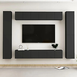 Maison Chic Ensemble de meubles TV 10 pcs | Banc TV Moderne pour salon | Meuble de Rangement - Noir Aggloméré -MN27504