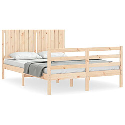 Maison Chic Cadre/structure de lit avec tête de lit pour adulte - Lit Moderne Chambre 140x190 cm bois massif -MN66572 