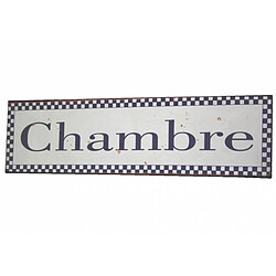 L'Héritier Du Temps Plaque de Porte ou Murale Décorative en Métal Inscription Chambre Motif Vichy Bleu 9x33cm