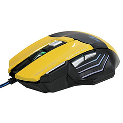 Wewoo Souris jaune pour ordinateur portable PC 7 boutons avec molette de défilement 5000 DPI LED filaire de jeu optique 