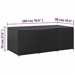 vidaXL Boîte de rangement de jardin Résine tressée 180x90x70 cm Noir pas cher