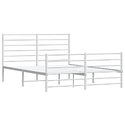 Maison Chic Lit adulte - Lit simple Cadre de lit métal avec tête de lit/pied de lit,Structure du lit Contemporain pour chambre blanc 135x190cm -MN92673 pas cher