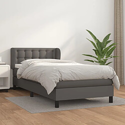 Maison Chic Lit Adulte - Lit simple Lit à sommier tapissier avec matelas moelleux - Meuble de Chambre - Gris 80x200 cm Similicuir -MN87179