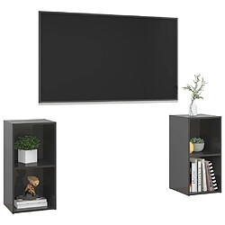 Avis Maison Chic Meubles TV 2 pcs | Banc TV Moderne pour salon | Meuble de Rangement Gris brillant 72x35x36,5 cm Aggloméré -MN93227