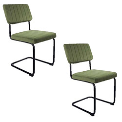 Toilinux Lot de 2 Chaises cantilevers design effet velours Keen - Vert