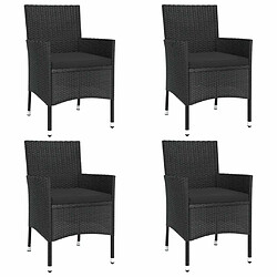 Acheter Maison Chic Mobilier à dîner 5 pcs de jardin avec coussins - Ensemble table et chaises d'extérieur - Salon/Mobilier de jardin classique Noir Résine tressée -MN27377