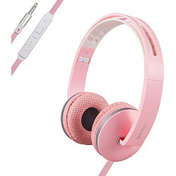 Chrono Micro-Casque PC Léger Pliable Réglable Casques avec Microphone et Contrôle du Volume 3,5 mm pour Casque iPhone Ordinateur Portable MP3/4-Rose