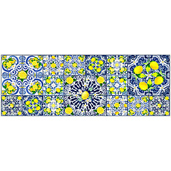 Alter Chemin de cuisine, 100% Made in Italy, Tapis résistant aux taches avec impression numérique, Tapis antidérapant et lavable, Modèle Maiolica - Berniece, cm 140x52