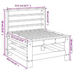 vidaXL Canapé central de jardin marron miel bois de pin massif pas cher