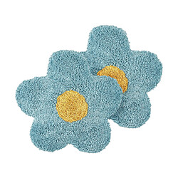 Beliani Lot de 2 coussins SORREL Coton 30 x 30 cm Floral Bleu