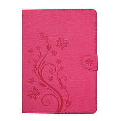 Wewoo Housse Étui Magenta pour iPad Air 2 fleurs pressées motif papillon flip horizontal en cuir PU avec boucle magnétique et titulaire fentes cartes portefeuille