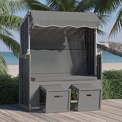 vidaXL Strandkorb avec auvent poly rotin bois solide anthracite noir