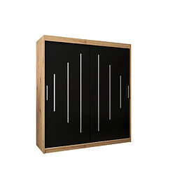 Abiks Meble Armoire YORK À Portes Coulissantes 200/180/62 2 Portes (Artisan/Noir)