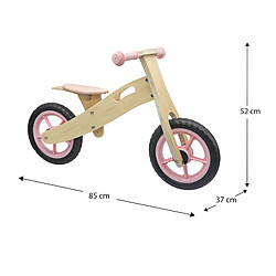 Acheter Vélo Sans Pédales Montessori Robincool Little Pilot 85x37x52 cm Draisienne en Bois Éco Réglable 3 Hauteurs Couleur Rose