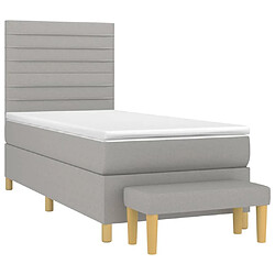 Avis Maison Chic Lit Adulte - Lit simple Lit à sommier tapissier et matelas moelleux - Meuble de Chambre - Gris clair 90x190 cm Tissu -MN70471