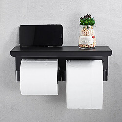 Acheter Universal Porte-papier hygiénique à deux rouleaux Etagère murale, salle de bains Porte-papier à deux rouleaux avec rangement pour téléphone portable/lingettes Noir mat | Porte-papiers (noir)