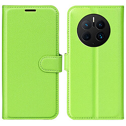 Etui en PU texture litchi, anti-écaillage avec support pour votre Huawei Mate 50 Pro 4G - vert