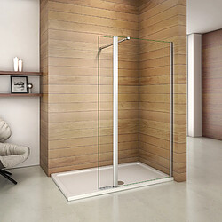 Paroi de douche 50x200cm en verre anticalcaire avec un pivotant retour de 30cm