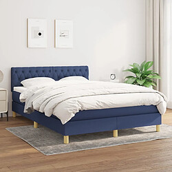 Maison Chic Lit Adulte - Lit simple Lit à sommier tapissier avec matelas moelleux - Meuble de Chambre - Bleu 140x190 cm Tissu -MN72393