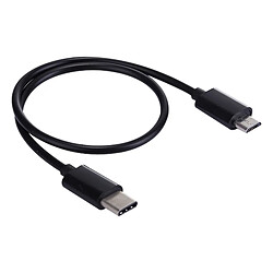 Wewoo Câble noir pour Samsung, HTC, Huawei, Xiaomi, Meizu, OnePlus et autres Smartphones 28cm USB-C / Type-C Mâle à Micro USB de Charge de Synchronisation de Données