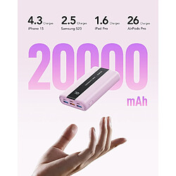 SANAG Batterie Externe 20000Mah Qc 22.5W Mini Power Bank Usb C Charge Rapide En Pd 20W Batterie Portable Avec 3 Ports Usb Sortie Et Led Display Pour Samsung, Iphone,Huawei,Xiaomi Etc (Violet)