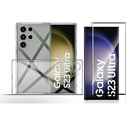 Coque Transparente pour Samsung Galaxy S23 Ultra (6,8") et Verre Trempé Film Protection Ecran Little Boutik®