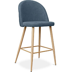 ICONIK INTERIOR Tabouret tapissé en tissu - design scandinave - 66cm - Evelyne Turquoise